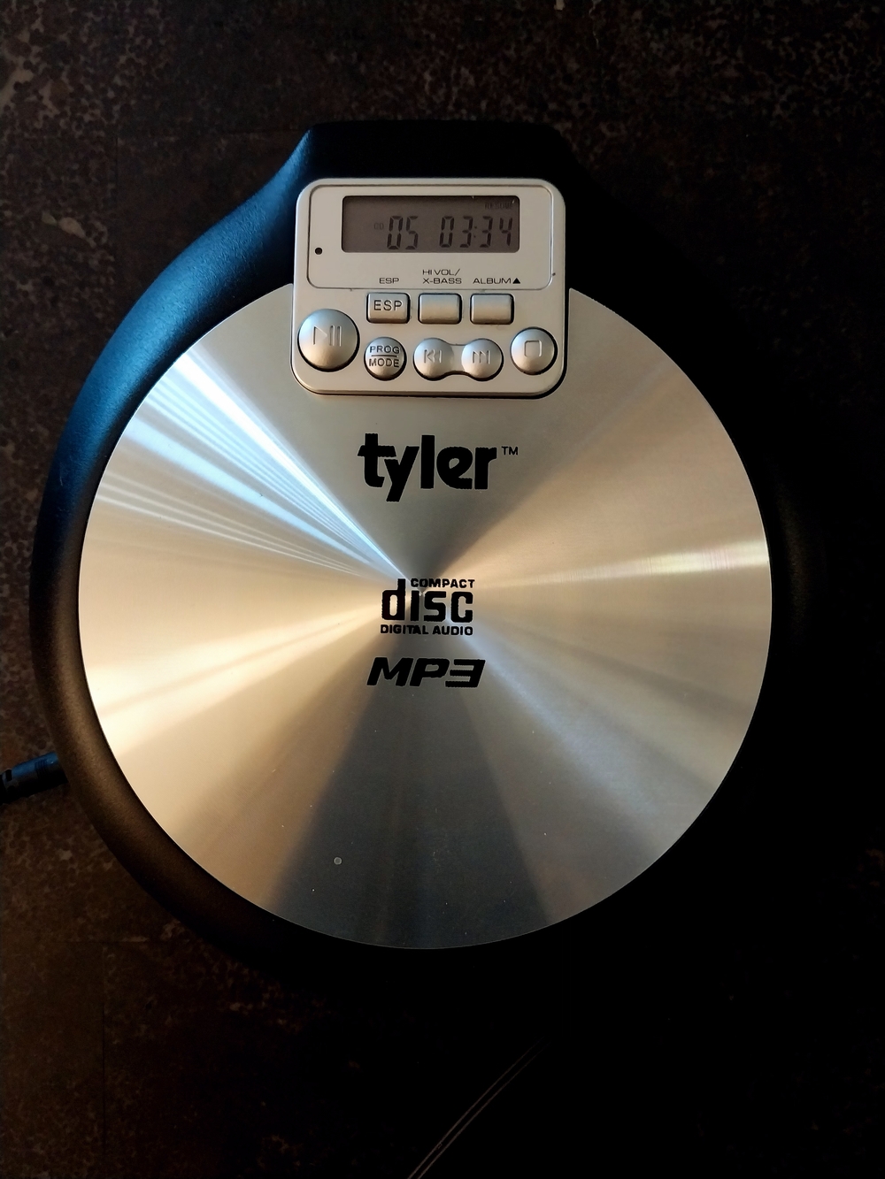 Tyler Silver Portable CD Player MP3 - Silver/Black